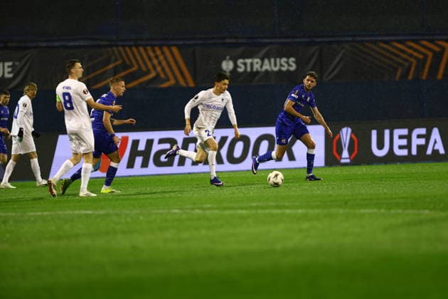 Zagreb, Croatia, 19.2.2026. UEFA Europa League - KO play-oï¬Äs 1st leg - Dinamo VS Genk at Maksimir Stadium, Zagreb. Konstantinos KARETSAS (20) 
