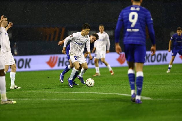 Zagreb, Croatia, 19.2.2026. UEFA Europa League - KO play-oï¬Äs 1st leg - Dinamo VS Genk at Maksimir Stadium, Zagreb. Konstantinos KARETSAS (20) 