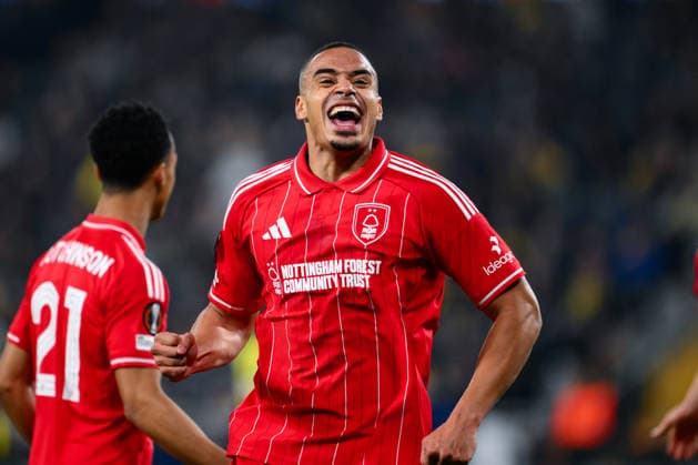 Fenerbahce v Nottingham Forest - UEFA Europa League ISTANBUL, TURKIYE - FEBRUARY 19: Murillo (5) of Nottingham Forest celebrates with his teammates after scoring a goal during first leg of the UEFA Europa League round of 16 play-off football match between Fenerbahce and Nottingham Forest at Chobani Stadium in Istanbul, Turkiye on February 19, 2026. Arif Hudaverdi Yaman Anadolu Istanbul Turkey. Editorial use only. Please get in touch for any other usage.  Copyright: x2026xAnadoluxArifxHudaverdixYamanx
