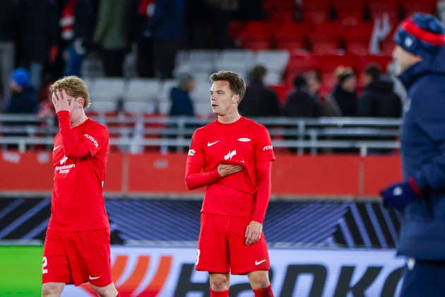 UEFA Europa League SK Brann Bologna Bergen 20260219 Brann s Markus Haaland and Felix Horn Myhre after the loss in the UEFA Europa League match between SK Brann and Bologna at Brann Stadium Photo Paul S Amundsen NTB Bergen Norway EDITORIAL USE ONLY RESTRICTED USE FOR BETTING COMPANIES  Copyright: xPaulxS.xAmundsenx xNTBx