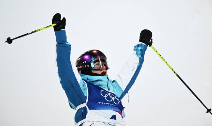 (260219) -- LIVIGNO, Feb. 19, 2026 -- Li Fanghui of China reacts during the qualification of freestyle skiing women s freeski halfpipe at the Milan-Cortina 2026 Olympic Winter games, Winterspiele,Spiele, Summer games in Livigno, Italy, Feb. 19, 2026. ) (MICO2026)ITALY-LIVIGNO-OLYMPIC WINTER GAMES-FREESTYLE SKIING-WOMEN S FREESKI HALFPIPE-QUALIFICATION WuxHuiwo 
