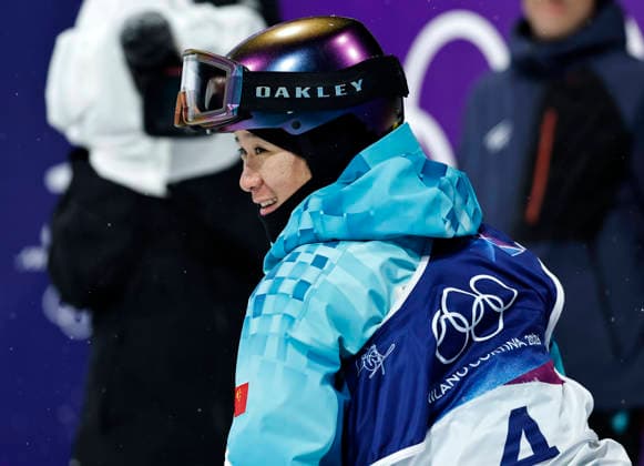 (260219) -- LIVIGNO, Feb. 19, 2026 -- Li Fanghui of China reacts during the qualification of freestyle skiing women s freeski halfpipe at the Milan-Cortina 2026 Olympic Winter games, Winterspiele,Spiele, Summer games in Livigno, Italy, Feb. 19, 2026. ) (MICO2026)ITALY-LIVIGNO-OLYMPIC WINTER GAMES-FREESTYLE SKIING-WOMEN S FREESKI HALFPIPE-QUALIFICATION WangxPeng 