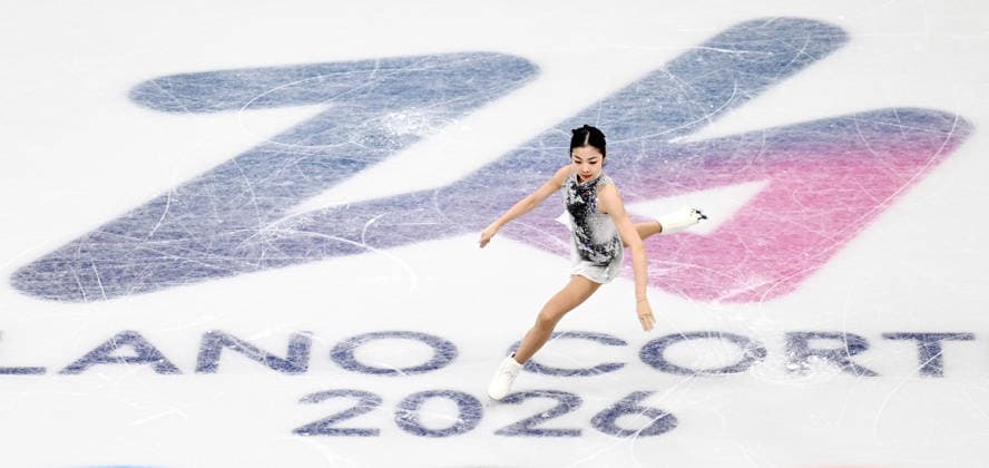 (260219) -- MILAN, Feb. 19, 2026 -- Zhang Ruiyang of China competes during the free skating match of Figure skating, Eiskunstlauf women single skating at the Milan-Cortina 2026 Olympic Winter games, Winterspiele,Spiele, Summer games in Milan, Italy, Feb. 19, 2026. ) (MICO2026)ITALY-MILAN-OLYMPIC WINTER GAMES-FIGURE SKATING-WOMEN SINGLE SKATING-FREE SKATING ChengxMin 