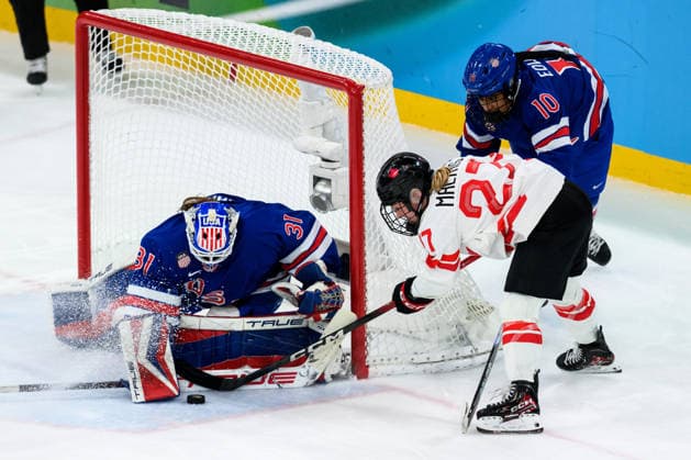 260219 goaltender Aerin Frankel and Laila Edwards of USA against Emma Maltais of Canada in the women s Ice hockey, Eishockey final game between USA and Canada during day 13 of the 2026 Winter Olympics on February 19, 2026 in Milan. Photo: Carl Sandin BILDBYRAN kod CS EW0643 ishockey ice hockey Olympic Games, Olympische Spiele, Olympia, OS olympics winter olympics os ol olympiska spel vinter-os olympiske leker milano cortina 2026 milan cortina 2026 milano cortina 2026 olympic games milano cortina 2026 winter olympic games milano cortina-os milano cortina-ol vinter-ol 13 bbeng dam usa kanada canada final *** 260219 goaltender Aerin Frankel and Laila Edwards of USA against Emma Maltais of Canada in the women s ice hockey final game between USA and Canada during day 13 of the 2026 Winter Olympics on February 19, 2026 in Milan Photo Carl Sandin BILDBYRAN kod CS EW0643 ishockey ice hockey olympic games olympics winter olympics os ol olympiska spel vinter os olympiske leker milano cortina 2026 milan cortina 2026 milano cortina 2026 olympic games milano cortina 2026 winter olympic games milano cortina os milano cortina ol vinter ol 13 bbeng dam usa kanada canada final  Copyright: CARLxSANDIN BB260219CS098