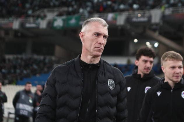 UEFA Europa League - Panathinaikos FC vs Victoria Plzen - Martin HyskÃ½ coach of Victoria Plzen react during the UEFA Europa League Play-Offs 1st leg soccer match between Panathinaikos FC and Victoria Plzen in Olympic Athletic Center of Athens Spyros Louis , Athens, Greece, on 19 February 2026. IMAGO ONE INCH PRODUCTIONS ATHENS GREECE Copyright: xONExINCHxPRODUCTIONSx 6861944