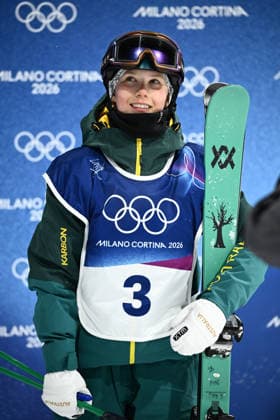 2026 WINTER Olympic Games, Olympische Spiele, Olympia, OS Indra Brown of Australia waits for her scorefollowing her first run in the Women™s Freeski Halfpipe qualifier at Livigno Snow Park, on day 13 of the 2026 Milano Cortina Winter Olympic Games in Italy, Wednesday, February 18, 2026. ( NO ARCHIVING LIVIGNO SONDRIO ITALY  Copyright: xDANxHIMBRECHTSx 20260220147097636521