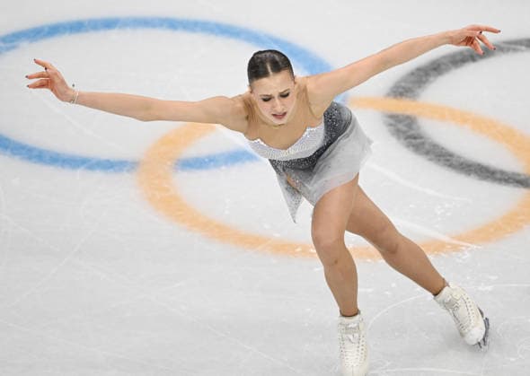 (260219) -- MILAN, Feb. 19, 2026 -- Livia Kaiser of Switzerland competes during the free skating match of Figure skating, Eiskunstlauf women single skating at the Milan-Cortina 2026 Olympic Winter games, Winterspiele,Spiele, Summer games in Milan, Italy, Feb. 19, 2026. ) (MICO2026)ITALY-MILAN-OLYMPIC WINTER GAMES-FIGURE SKATING-WOMEN SINGLE SKATING-FREE SKATING ChengxMin 