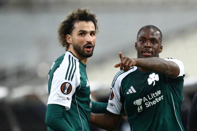 UEFA Europa League - Panathinaikos FC vs Victoria Plzen - Andreas Tetteh of Panathinaikos FC celebrate after scoring the 1-1 during the UEFA Europa League Play-Offs 1st leg soccer match between Panathinaikos FC and Victoria Plzen in Olympic Athletic Center of Athens Spyros Louis , Athens, Greece, on 19 February 2026. IMAGO ONE INCH PRODUCTIONS ATHENS GREECE Copyright: xONExINCHxPRODUCTIONSx 6861987