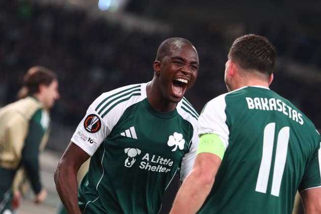 UEFA Europa League - Panathinaikos FC vs Victoria Plzen - Andreas Tetteh of Panathinaikos FC celebrate after scoring the 2-1 during the UEFA Europa League Play-Offs 1st leg soccer match between Panathinaikos FC and Victoria Plzen in Olympic Athletic Center of Athens Spyros Louis , Athens, Greece, on 19 February 2026. IMAGO ONE INCH PRODUCTIONS ATHENS GREECE Copyright: xONExINCHxPRODUCTIONSx 6862052