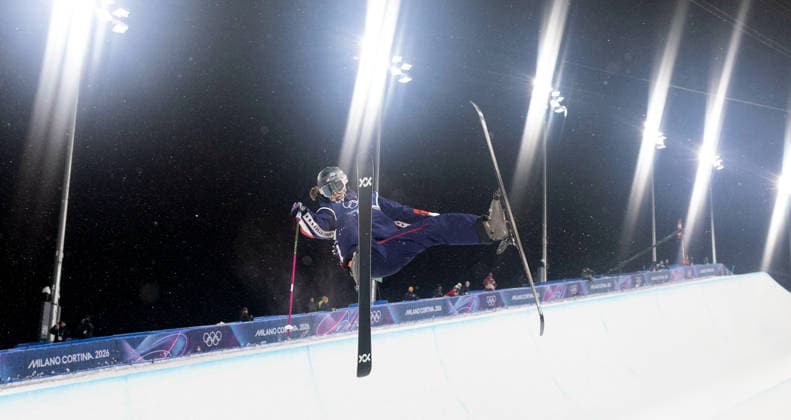 OLYMPICS - Winter Olympic Games, Olympische Spiele, Olympia, OS Milano Cortina 2026 LIVIGNO,ITALY,19.FEB.26 - OLYMPICS, FREE SKI, FREESTYLE SKIING - Winter Olympic Games Milano Cortina 2026, halfpipe, women, qualification. Image shows Riley Jacobs (USA).  GEPAxpictures xWolfgangxGrebien