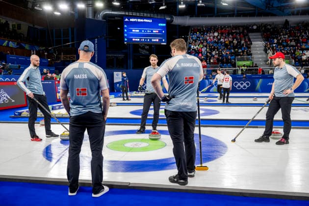 260219 Magnus Ramsfjell, Wilhelm Naess, Gaute Nepstad, Bendik Ramsfjell and Martin Sesaker of Norway compete in a men s semifinal curling match between Canada and Norway during day 13 of the 2026 Winter Olympics on February 19, 2026 in Cortina. Photo: Jon Olav Nesvold BILDBYRAN COP 217 JE0125 curling Olympic Games, Olympische Spiele, Olympia, OS olympics winter olympics os ol olympiska spel vinter-os olympiske leker milano cortina 2026 milan cortina 2026 milano cortina 2026 olympic games milano cortina 2026 winter olympic games milano cortina-os milano cortina-ol vinter-ol 13 bbeng kanada canada norge norway *** 260219 Magnus Ramsfjell, Wilhelm Naess, Gaute Nepstad, Bendik Ramsfjell and Martin Sesaker of Norway compete in a men s semifinal curling match between Canada and Norway during day 13 of the 2026 Winter Olympics on February 19, 2026 in Cortina Photo Jon Olav Nesvold BILDBYRAN COP 217 JE0125 curling olympic games olympics winter olympics os ol olympiska spel vinter os olympiske leker milano cortina 2026 milan cortina 2026 milano cortina 2026 olympic games milano cortina 2026 winter olympic games milano cortina os milano cortina ol vinter ol 13 bbeng kanada canada norge norway  Copyright: JONxOLAVxNESVOLD BB260219JE031