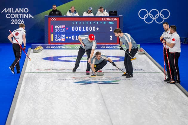 260219 Bendik Ramsfjell of Norway competes in a men s semifinal curling match between Canada and Norway during day 13 of the 2026 Winter Olympics on February 19, 2026 in Cortina. Photo: Jon Olav Nesvold BILDBYRAN COP 217 JE0125 curling Olympic Games, Olympische Spiele, Olympia, OS olympics winter olympics os ol olympiska spel vinter-os olympiske leker milano cortina 2026 milan cortina 2026 milano cortina 2026 olympic games milano cortina 2026 winter olympic games milano cortina-os milano cortina-ol vinter-ol 13 bbeng kanada canada norge norway *** 260219 Bendik Ramsfjell of Norway competes in a men s semifinal curling match between Canada and Norway during day 13 of the 2026 Winter Olympics on February 19, 2026 in Cortina Photo Jon Olav Nesvold BILDBYRAN COP 217 JE0125 curling olympic games olympics winter olympics os ol olympiska spel vinter os olympiske leker milano cortina 2026 milan cortina 2026 milano cortina 2026 olympic games milano cortina 2026 winter olympic games milano cortina os milano cortina ol vinter ol 13 bbeng kanada canada norge norway  Copyright: JONxOLAVxNESVOLD BB260219JE042