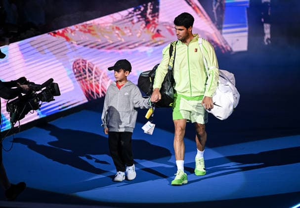 Qatar ExxonMobil Open 2026 Carlos Alcaraz ESP with QTF Kids Carlos Alcaraz ESP