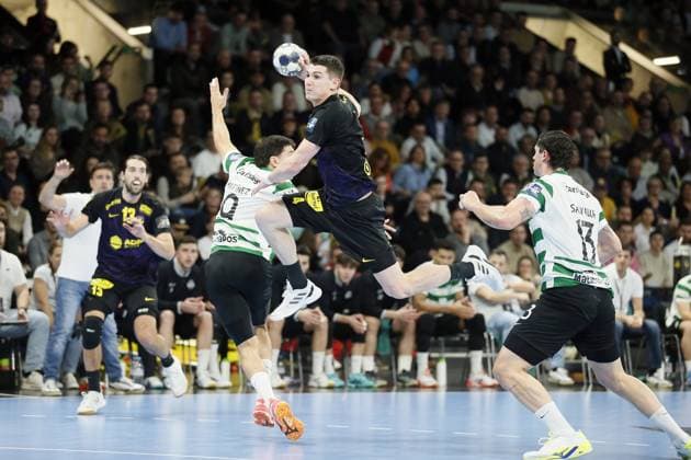 HANDBALL - CHAMPIONS LEAGUE - NANTES v SPORTING CP Aymeric MINNE of HBC Nantes during the EHF Champions League, Group Phase, handball match between HBC Nantes and Sporting CP on 19 February 2026 at H Arena in Nantes, France - Photo Julien Kammerer NantesFrance  Copyright: xJulienxKammererx