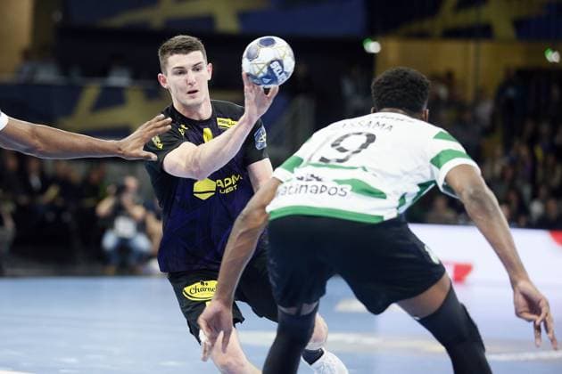 HANDBALL - CHAMPIONS LEAGUE - NANTES v SPORTING CP Aymeric MINNE of HBC Nantes during the EHF Champions League, Group Phase, handball match between HBC Nantes and Sporting CP on 19 February 2026 at H Arena in Nantes, France - Photo Julien Kammerer NantesFrance  Copyright: xJulienxKammererx