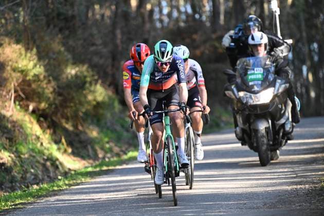 Volta Algarve 2026 Stage 2 FOIA (MONCHIQUE), PORTUGAL - FEBRUARY 19 : Seixas Paul (FRA) of Decathlon CMA CGM Team with Almeida Joao (POR) of UAE Team Emirates XRG and Ayuso Juan (ESP) of Lidl Trek attacking during stage 2 of the 52th edition of Volta Algarve an UCI ProSeries 2.Pro cycling road race stage for Men Elite of 147.2 km with start in Portimao and finish in Foia (Monchique) on February 19, 2026 in Foia (Monchique), Portugal, 19 02 2026 ( Motordriver Guy De Vuyst - Foia (Monchique) Portugal  Copyright: xNicoxVereeckenx