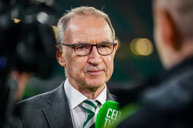 Football UEFA Europa League 2025 2026, Play Offs first leg Celtic FC Glasgow vs VfB Stuttgart Celtic Park Stadium Glasgow, Scotland Martin O Neill Martin Oneill Coach, Celtic Glasgow TV Interview Celtic TV Club Channel, facial expression, facial expression, emotion Copyright: xJOERANxSTEINSIEKx