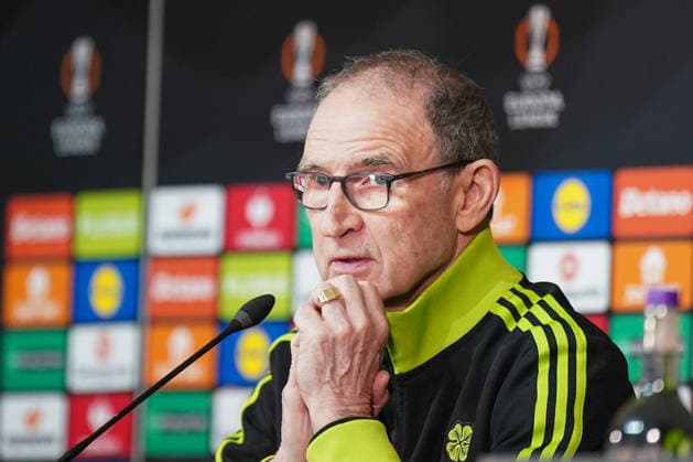 Football UEFA Europa League 2025 2026, Play Offs first leg Celtic FC Glasgow vs VfB Stuttgart Celtic Park Stadium Glasgow, Scotland Martin O Neill Martin Oneill Coach, Celtic Glasgow Press Conference, Media Copyright: xJOERANxSTEINSIEKx