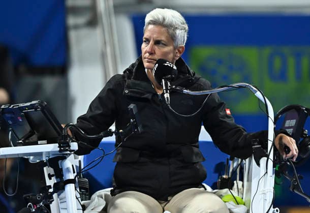 ATP, Tennis Herren Qatar Exxonmobil Open-Quarter Final Chair umpire Marija Cicak of Croatia looks on during the ATP men s Qatar ExxonMobil Open 2026 tennis tournament match between Carlos Alcaraz of Spain and Karen Khachanov of Russia at the Khalifa International Tennis Complex in Doha, Qatar, on February 19, 2026. DOHA Qatar Copyright: xNOUSHADx