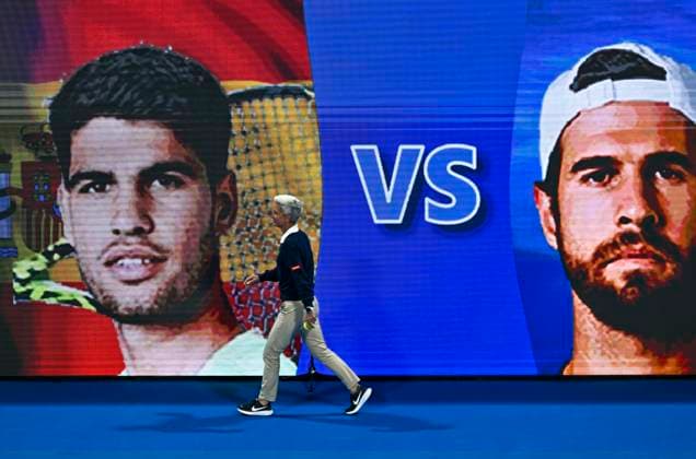 ATP, Tennis Herren Qatar Exxonmobil Open-Quarter Final Chair umpire Marija Cicak of Croatia looks on before the match between Carlos Alcaraz of Spain and Karen Khachanov of Russia in the Quarter final at the ATP men s Qatar ExxonMobil Open 2026 tennis tournament at the Khalifa International Tennis Complex in Doha, Qatar, on February 19, 2026. DOHA Qatar Copyright: xNOUSHADx