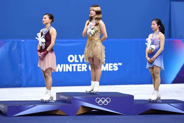 (L-R) Kaori Sakamoto (JPN), Alysa Liu (USA), Ami Nakai (JPN), FEBRUARY 19, 2026 - Figure skating, Eiskunstlauf : Women s Medal Ceremony during the Milano Cortina 2026 Olympic Winter games, Winterspiele,Spiele, Summer games at Milano Ice Skating Arena in Milan, Italy. Noxthirdxpartyxsales  aflo_320566407