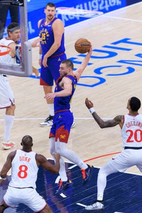 February 19, 2026, Inglewood, California, USA: Christian Braun 0 of the Denver Nuggets grabs the rebound during their regular season NBA, Basketball Herren, USA game against the Los Angeles Clippers on Thursday February 19, 2026 at Intuit Dome in Inglewood, California. ARIANA RUIZ PI Inglewood USA - ZUMAp124 20260219_zaa_p124_015 Copyright: xArianaxRuizx