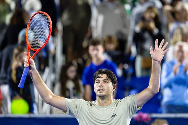 2026 Delray Beach Open - Day 4 - Taylor Fritz Of USA v Rafael Jodar Of Spain Taylor Fritz of the USA celebrates after defeating Rafael Jodar of Spain during their match on Day 4 of the Delray Beach Open at the Delray Tennis Center in Delray Beach, Florida, on February 19, 2026. Delray Beach FL United States  Copyright: xMauricioxPaizx originalFilename:paiz-2026delr260219_npE3O.jpg