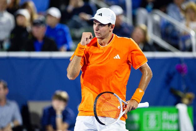 2026 Delray Beach Open - Day 4 - Taylor Fritz Of USA v Rafael Jodar Of Spain Rafael Jodar of Spain pumps his fist against Taylor Fritz of the USA during their match on Day 4 of the Delray Beach Open at the Delray Tennis Center in Delray Beach, Florida, on February 19, 2026. Delray Beach FL United States  Copyright: xMauricioxPaizx originalFilename:paiz-2026delr260219_np3IH.jpg