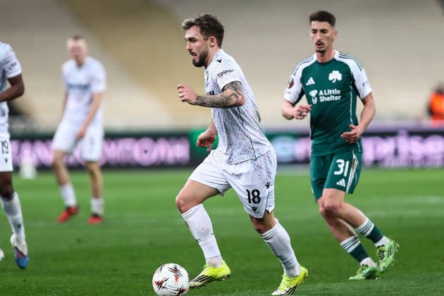 Panathinaikos FC v FC Viktoria Plzen - UEFA Europa League 2025 26 Knockout Play-off First Leg Tomas Ladra of Viktoria Plzen is in action during the UEFA Europa League play-offs 1st leg game between Panathinaikos and Viktoria Plzen at Oaka Stadium in Athens, Greece, on February 19, 2026.  Copyright: xStefanosxKyriazisx originalFilename:kyriazis-panathin260219_nprZQ.jpg