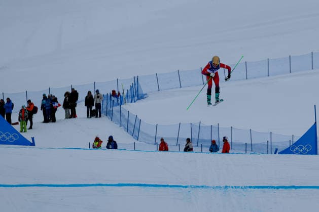 Livigno, Italien 20. Februar 2026: Ski Freestyle Ski Cross Frauen - Olympia 2026 Im Bild: Sonja Gigler (AUT) im Sprung. Snow Park *** Livigno, Italy February 20, 2026 Ski Freestyle Ski Cross Women Olympia 2026 In the picture Sonja Gigler AUT in the jump snow park Copyright: xFotostandx xHettichx