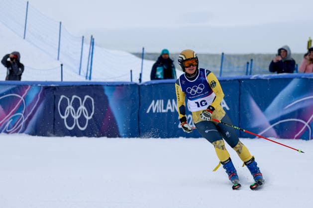 Livigno, Italien 20. Februar 2026: Ski Freestyle Ski Cross Frauen - Olympia 2026 Im Bild: Daniela Maier (GER) lächelt im Ziel. Snow Park *** Livigno, Italy 20 February 2026 Ski Freestyle Ski Cross Women Olympia 2026 In the picture Daniela Maier GER smiles at the finish line Snow Park Copyright: xFotostandx xHettichx