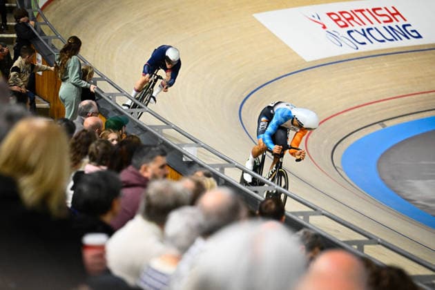 2026 British Cycling Lloyds National Track Championships Picture by Olly Hassell SWpix.com - 20 02 2026 - 2026 British Cycling Lloyds National Track Championships - National Cycling Centre, Manchester, England - Sprint - Men s Sprint 1 16 Finals - Archie Gill (Team Inspired), Kristian Larigo (BCC Race Team) Copyright: x xSWpix.comx(t axPhotographyxHubxLtd)xOllyxHassell SWpix.comx SWP-3203-0203