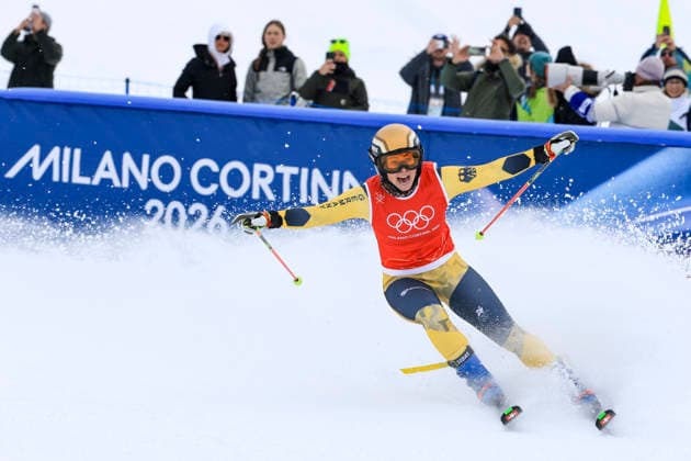 OLYMPICS - Winter Olympic Games, Olympische Spiele, Olympia, OS Milano Cortina 2026 LIVIGNO,ITALY,20.FEB.26 - OLYMPICS, SKI CROSS - Winter Olympic Games Milano Cortina 2026, Skicross, women, qualification. Image shows the rejoicing of Daniela Maier (GER).  GEPAxpictures xWolfgangxGrebien