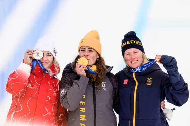 260220 Fanny Smith of Switzerland, Daniela Maier of Germany and Fanny Smith of Switzerland celebrate on the podium after competing in women s freestyle skiing ski cross final during day 14 of the 2026 Winter Olympics on February 20, 2026 in Livigno. Photo: Vegard Grott BILDBYRAN kod VG VG0888 bbeng Olympic Games, Olympische Spiele, Olympia, OS olympics winter olympics os ol olympiska spel vinter-os olympiske leker milano cortina 2026 milan cortina 2026 milano cortina 2026 olympic games milano cortina 2026 winter olympic games milano cortina-os milano cortina-ol vinter-ol ski cross freestyle skiing skicross dam final jubel sweden sverige *** 260220 Fanny Smith of Switzerland, Daniela Maier of Germany and Fanny Smith of Switzerland celebrate on the podium after competing in women s freestyle skiing ski cross final during day 14 of the 2026 Winter Olympics on February 20, 2026 in Livigno Photo Vegard Grott BILDBYRAN kod VG VG0888 bbeng olympic games olympics winter olympics os ol olympiska spel vinter os olympiske leker milano cortina 2026 milan cortina 2026 milano cortina 2026 olympic games milano cortina 2026 winter olympic games milano cortina os milano cortina ol vinter ol ski cross freestyle skiing skicross dam final jubel sweden sverige  Copyright: VEGARDxGRoTT BB260220VG078