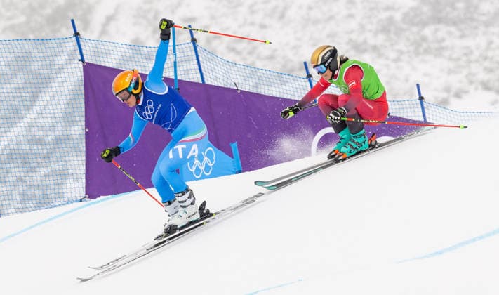 OLYMPICS - Winter Olympic Games, Olympische Spiele, Olympia, OS Milano Cortina 2026 LIVIGNO,ITALY,20.FEB.26 - OLYMPICS, SKI CROSS - Winter Olympic Games Milano Cortina 2026, Skicross, women, final. Image shows Jole Galli (ITA) and Katrin Ofner (AUT).  GEPAxpictures xHaraldxSteiner