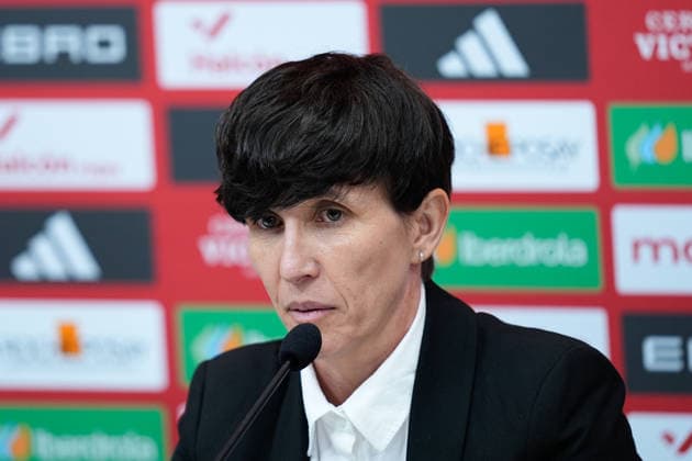 February 20, 2026, Las Rozas, Madrid, Spain: Sonia Bermudez, head coach of Spain, attends a press conference, PK, Pressekonferenz to announce the list of summoned players ahead the FIFA Women s World Cup 2027 football matches of Spain Team against Iceland and Ukraine at Ciudad del Futbol on February 20, 2026, in Las Rozas, Madrid, Spain. Sonia Bermudez Press Conference For Spain Team - FIFA Women s World Cup 2027  - ZUMAa181 20260220_zaa_a181_019 Copyright: xDennisxAgyemanx