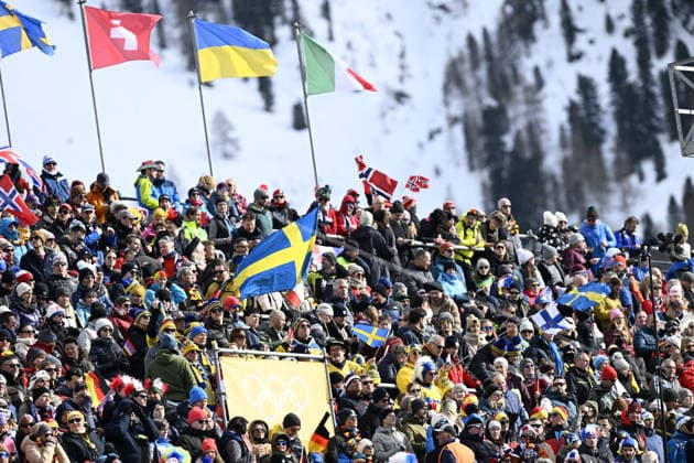 ANTERSELVA, ITALY 20260220 Audience during the men s 15km biathlon, mass start, in Anterselva during the Winter Olympics in Milan Cortina, Italy. *** The image is included in the SPORTS PACKAGE. For others PAYMENT IMAGE *** ANTERSELVA ITALY x10050x *** ANTERSELVA, ITALY 20260220 Audience during the men s 15km biathlon, mass start, in Anterselva during the Winter Olympics in Milan Cortina, Italy The image is included in the SPORTS PACKAGE For others PAYMENT IMAGE ANTERSELVA ITALY x10050x  Copyright: xPontusxLundahl TTx 2026 OLYMPICS BIATHING MEN S MASS START 15KM