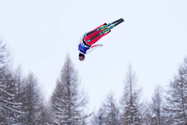 February 20, 2026, Livigno, Italy: Canada s Lewis Irving takes his first run during the men s aerials final at the Milano Cortina 2026 Winter Olympic Games, Olympische Spiele, Olympia, OS in Livigno, Italy, Friday, Feb. 20, 2026. Canada News - February 20, 2026  - ZUMAc35_ 20260220_zaf_c35_019 Copyright: xSeanxKilpatrickx