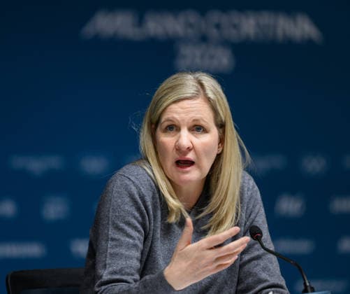 Milano Cortina 2026, IOC President Kirsty Coventry gives press conference in Milan