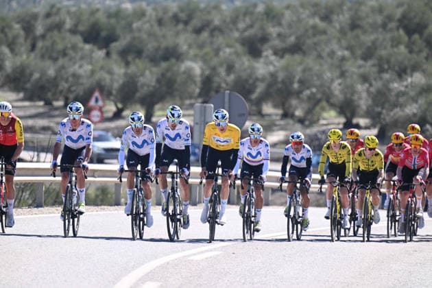 20-02-2026 Vuelta Andalucia; Tappa 03 Jaen - Lopera; 2026, Movistar; Romeo Abad, Ivan; Aular Sanabria, Orluis; 