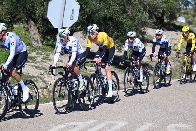 20-02-2026 Vuelta Andalucia; Tappa 03 Jaen - Lopera; 2026, Movistar; Romeo Abad, Ivan; Aular Sanabria, Orluis; 