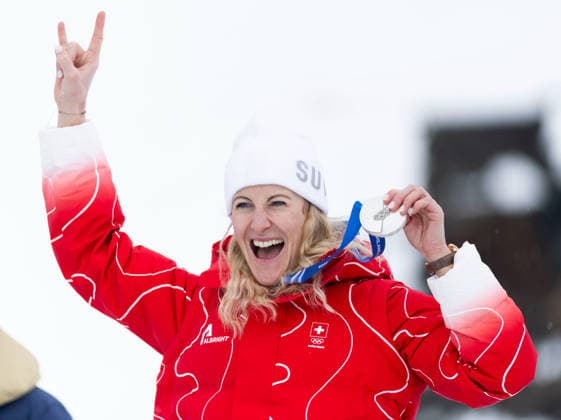 OLYMPICS - Winter Olympic Games, Olympische Spiele, Olympia, OS Milano Cortina 2026 LIVIGNO,ITALY,20.FEB.26 - OLYMPICS, SKI CROSS - Winter Olympic Games Milano Cortina 2026, Skicross, women, final, medal ceremony. Image shows Fanny Smith (SUI). Keywords: medal.  GEPAxpictures xWolfgangxGrebien