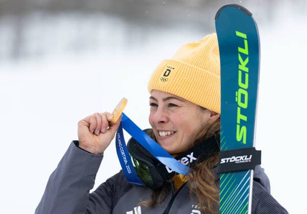 OLYMPICS - Winter Olympic Games, Olympische Spiele, Olympia, OS Milano Cortina 2026 LIVIGNO,ITALY,20.FEB.26 - OLYMPICS, SKI CROSS - Winter Olympic Games Milano Cortina 2026, Skicross, women, final, medal ceremony. Image shows Daniela Maier (GER). Keywords: medal.  GEPAxpictures xWolfgangxGrebien