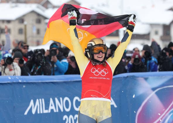 Milano Cortina 2026 - XXV Olympic Winter games, Winterspiele,Spiele, Summer games Livigno - Italy 20 February,2026 Woman s Ski Cross - Freestyle Skiing Final Image Show: Gold Medal Daniela MAIER (GER)  Copyright: xSergioxBisi IPAxSportx xipa-agency.netx xx IPA_71773615 IPA_Agency_IPA71773615