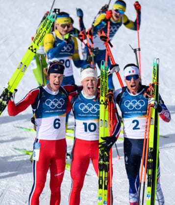 260220 Sturla Holm Laegreid of Norway, Johannes Dale-Skjevdal of Norway and Quentin Fillon Maillet of France celebrate after the men s biathlon 15 km mass start during day 14 of the 2026 Winter Olympics on February 20, 2026 in Anterselva. Photo: Mathias Bergeld BILDBYRAN kod MB MB1339 skidskytte biathlon skiskyting Olympic Games, Olympische Spiele, Olympia, OS olympics winter olympics os ol olympiska spel vinter-os olympiske leker milano cortina 2026 milan cortina 2026 milano cortina 2026 olympic games milano cortina 2026 winter olympic games milano cortina-os milano cortina-ol vinter-ol 14 bbeng masstart mass start jubel celebration norge guld gold os-guld *** 260220 Sturla Holm Laegreid of Norway, Johannes Dale Skjevdal of Norway and Quentin Fillon Maillet of France celebrate after the men s biathlon 15 km mass start during day 14 of the 2026 Winter Olympics on February 20, 2026 in Anterselva Photo Mathias Bergeld BILDBYRAN code MB MB1339 biathlon biathlon biathlon olympic games olympics olympics winter olympics os ol olympiska spel vinter os olympiske leker milano cortina 2026 milan cortina 2026 milano cortina 2026 olympic games milano cortina 2026 winter olympic games milano cortina os milano cortina ol vinter ol 14 bbeng masstart mass start jubel celebration norge guld gold os guld  Copyright: MATHIASxBERGELD BB260220MB044