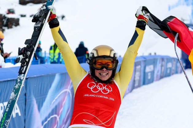 Livigno, Italien 20. Februar 2026: Ski Freestyle Ski Cross Frauen - Olympia 2026 Im Bild: Olympiasiegerin Daniela Maier (GER) gewinnt Gold. Snow Park *** Livigno, Italy 20 February 2026 Ski Freestyle Ski Cross Women Olympia 2026 In the picture Olympic Champion Daniela Maier GER wins Gold Snow Park Copyright: xFotostandx xHettichx