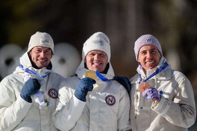 260220 Sturla Holm Laegreid of Norway, Johannes Dale-Skjevdal of Norway and Quentin Fillon Maillet of France pose for a photo with their medals after the men s biathlon 15 km mass start during day 14 of the 2026 Winter Olympics on February 20, 2026 in Anterselva. Photo: Mathias Bergeld BILDBYRAN kod MB MB1339 skidskytte biathlon skiskyting Olympic Games, Olympische Spiele, Olympia, OS olympics winter olympics os ol olympiska spel vinter-os olympiske leker milano cortina 2026 milan cortina 2026 milano cortina 2026 olympic games milano cortina 2026 winter olympic games milano cortina-os milano cortina-ol vinter-ol 14 bbeng masstart mass start jubel celebration guld gold os-guld norge *** 260220 Sturla Holm Laegreid of Norway, Johannes Dale Skjevdal of Norway and Quentin Fillon Maillet of France pose for a photo with their medals after the men s biathlon 15 km mass start during day 14 of the 2026 Winter Olympics on February 20, 2026 in Anterselva Photo Mathias Bergeld BILDBYRAN code MB MB1339 biathlon biathlon olympic games olympics olympics winter olympics os ol olympiska spel vinter os olympiske leker milano cortina 2026 milan cortina 2026 milano cortina 2026 olympic games milano cortina 2026 winter olympic games milano cortina os milano cortina ol vinter ol 14 bbeng masstart mass start jubel celebration guld gold os guld norge  Copyright: MATHIASxBERGELD BB260220MB056