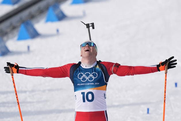 Norway™s DALE-SKJEVDAL Johannes gold medal ,l during Biathlon Men s 15km Mass Start at Antholz-Anterselva Biathlon Arena at the Milano Cortina 2026 Winter Olympics, in Anterselva (Italy) February 20 , 2026 (Spada LaPresse)  Copyright: xSpada LaPressex