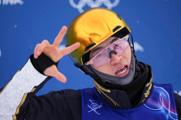 (260220) -- LIVIGNO, Feb. 20, 2026 -- Li Tianma of China reacts during the freestyle skiing men s aerials final 1 at the Milan-Cortina 2026 Olympic Winter games, Winterspiele,Spiele, Summer games in Livigno, Italy, Feb. 20, 2026. ) (MICO2026)ITALY-LIVIGNO-OLYMPIC WINTER GAMES-FREESTYLE SKIING-MEN S AERIALS-FINAL WuxHuiwo 