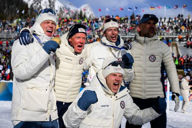 260220 Johannes Dale-Skjevdal of Norway, Sturla Holm Laegreid of Norway and Vetle Sjastad Christiansen of Norway celebrate after the men s biathlon 15 km mass start during day 14 of the 2026 Winter Olympics on February 20, 2026 in Anterselva. Photo: Mathias Bergeld BILDBYRAN kod MB MB1339 skidskytte biathlon skiskyting Olympic Games, Olympische Spiele, Olympia, OS olympics winter olympics os ol olympiska spel vinter-os olympiske leker milano cortina 2026 milan cortina 2026 milano cortina 2026 olympic games milano cortina 2026 winter olympic games milano cortina-os milano cortina-ol vinter-ol 14 bbeng masstart mass start jubel celebration norge guld gold os-guld *** 260220 Johannes Dale Skjevdal of Norway, Sturla Holm Laegreid of Norway and Vetle Sjastad Christiansen of Norway celebrate after the men s biathlon 15 km mass start during day 14 of the 2026 Winter Olympics on February 20, 2026 in Anterselva Photo Mathias Bergeld BILDBYRAN code MB MB1339 biathlon biathlon biathlon olympic games olympics olympics winter olympics os ol olympiska spel vinter os olympiske leker milano cortina 2026 milan cortina 2026 milano cortina 2026 olympic games milano cortina 2026 winter olympic games milano cortina os milano cortina ol vinter ol 14 bbeng masstart mass start jubel celebration norge guld gold os guld  Copyright: MATHIASxBERGELD BB260220MB081